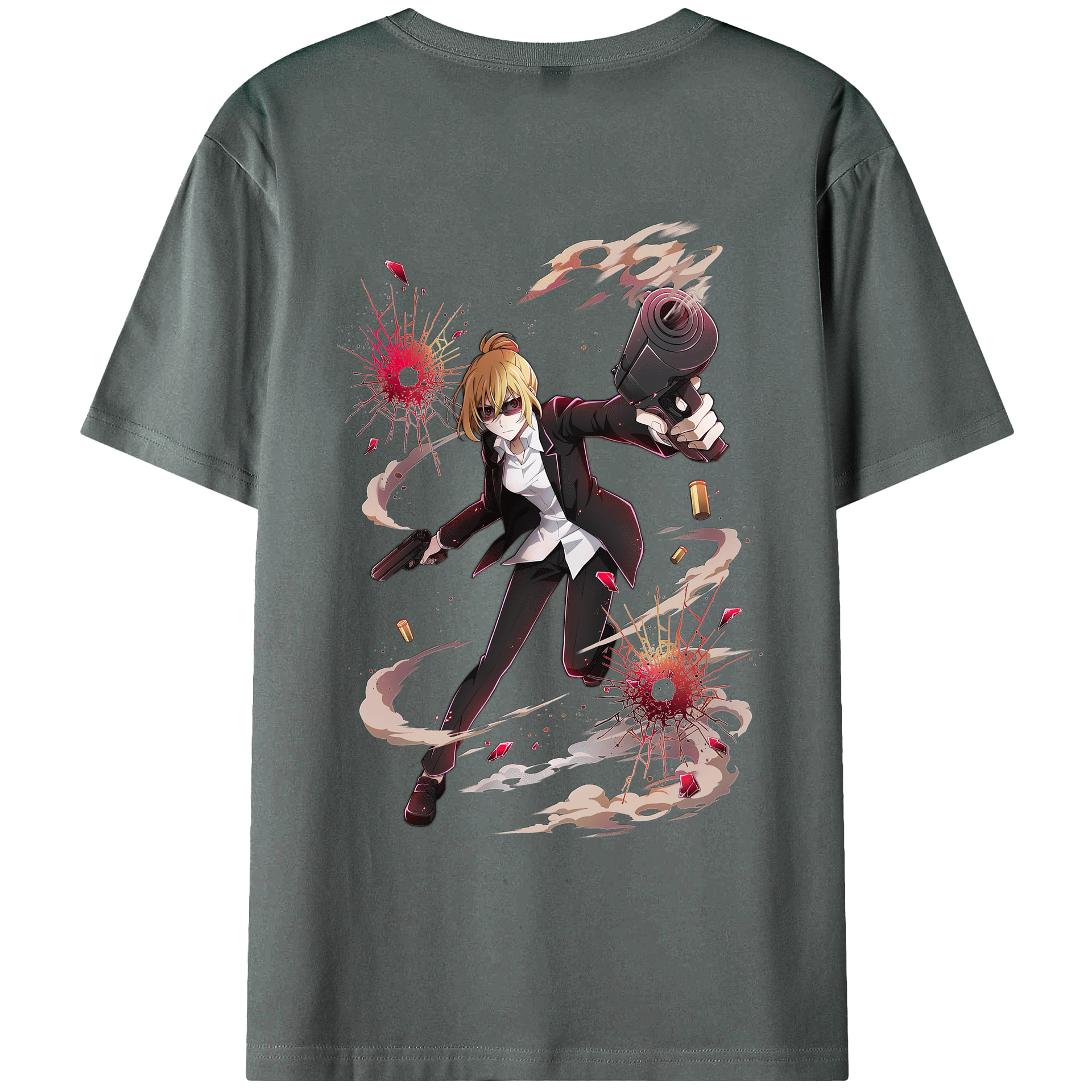 （画像用） 文豪ストレイドッグス Bungo Stray Dogs 綿100％ メンズ半袖Tシャツ（バックプリント） 通気性